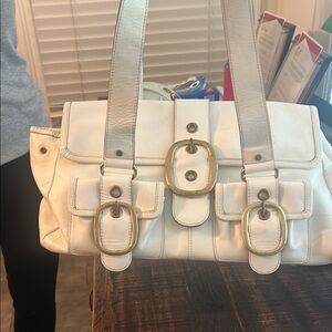 Banana Republic White Shoulder Bag with Gold Accents